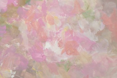 Resimli suluboya ve akrilik leke bezi tablosu. Soyut desen bej, pembe pastel boya lekesi fırça darbesi rahatlama dokusu arka plan.