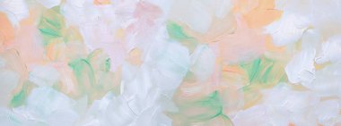 Sanat yağı ve akrilik leke bezi duvar boyası. Soyut doku pastel renk lekesi el fırça darbesi dokusu yatay arkaplan.