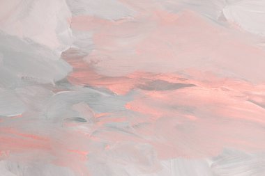 Sanat yağı ve akrilik leke bezi duvar boyası. Soyut doku pembe, gri, bej renkli fırça darbesi destek dokusu arka planı.