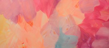 Resimli suluboya ve akrilik leke bezi tablosu. Soyut desen bej, pembe, sarı pastel boya lekesi fırça darbesi yardım dokusu arka planı.