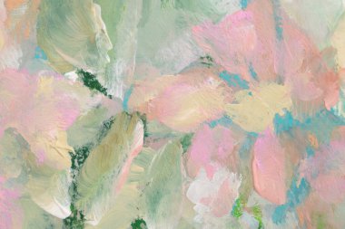 Resimli suluboya ve akrilik leke bezi tablosu. Soyut desen bej, pembe pastel boya lekesi fırça darbesi dokusu arka plan.