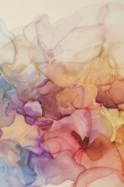 Sanat Dumanı Soyut suluboya alkol akış lekesi boyası. Pastel bej rengi mermer tahıl dokusu arkaplanı.