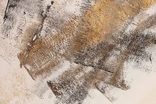 Brown, gold, bronze, beige art Abstract grunge ink painting texture grain dot blot. Monotype dirty scratch stain background.