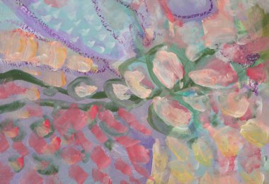 Art Watercolor and Acrylic smear brushstroke blot with pastel pencil elements. Abstract texture color stain painting background.