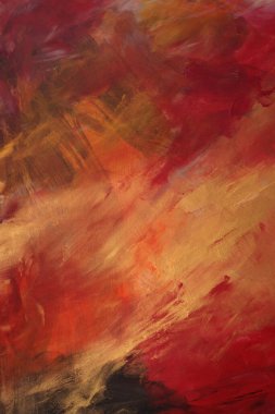 Sanat yağı ve akrilik fırça darbesi lekeli boya duvarı. Soyut grunge dokusu Altın, kırmızı, siyah renk arkaplanı.  