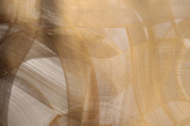 Bronz desenli, altın yaldızlı akrilik mürekkep lekeli fırça darbesi lekesi çizgisi parlak kağıt arkaplan.