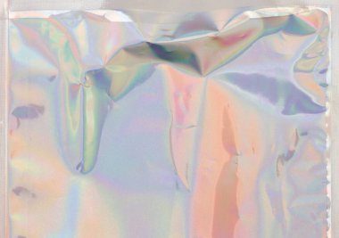 Çizik ve gürültülü holografik doku folyosu. Soyut yansıma pastel gökkuşağı arkaplanı. 