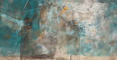 Sanat el çizimi Grunge bej, kahverengi mavi tuval kumaş kumaş leke tahıl dokusu yatay arkaplan.