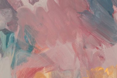 Sanat yağı ve akrilik fırça darbesi lekeli boya duvarı. Soyut doku altın, bej, pastel renk arkaplanı.