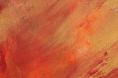 Sanat yağı ve akrilik fırça darbesi lekeli boya duvarı. Soyut grunge çizik dokusu Altın, kırmızı renk lekesi arkaplan.