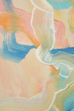 Yağlı ve akrilik fırça darbeleriyle çizilmiş el bez duvar boyama lekesi. Soyut kabartma dokusu bej renkli pastel boya arkaplanı.