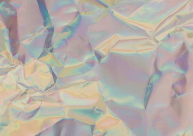 Çizik ve gürültülü holografik doku folyosu. Soyut yansıma pastel gökkuşağı kağıt arka planı. 