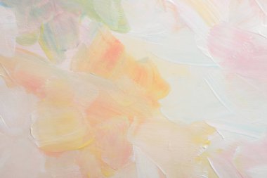 Sanat yağı, akrilik sürtünme fırça darbesi duvar boyası. Soyut desen sarı, pembe, bej, beyaz pastel renk, leke giderici arka plan.