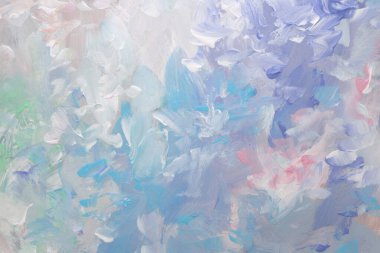 Sanatsal el, akrilik çizim çizgisi, dalga boyama bezi duvarı. Soyut desen bej, mavi pastel renkli fırça lekesi fırça darbesi destek dokusu arka plan.