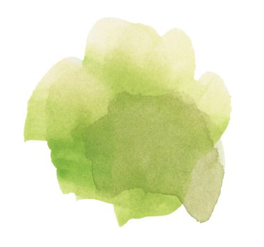 Yeşil mürekkep suluboya elle çizilmiş boya lekesi. Islak doku lekesi beyaz arkaplanda izole edildi. 