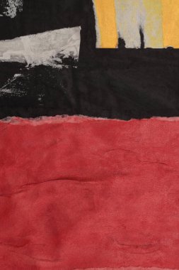 Yırtık, yırtık kağıt parçaları çatlak çerçeve. Siyah, beyaz, kırmızı grunge kopyalama alanı dokusu kolajı arkaplanı.