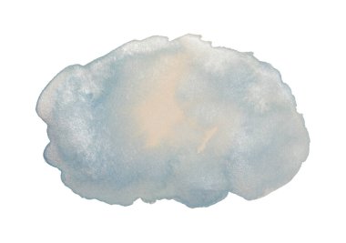 Bej, mavi nacre gümüş parıltılı metalik mürekkep suluboya sürtünme fırçaları troke lekesi beyaz arka planda izole.