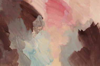 Art Suluboya, akrilik fırça darbesi lekeli boya duvarı. Soyut desen bej, kahverengi pastel, doğal ton renk lekesi arka plan.