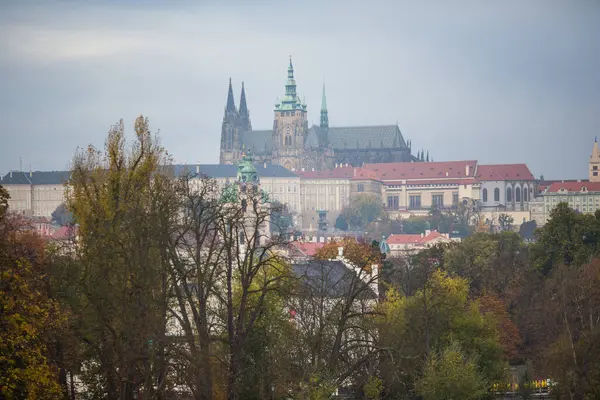 Prague city and the river Vltava, Czech Republic. View on Prague castle