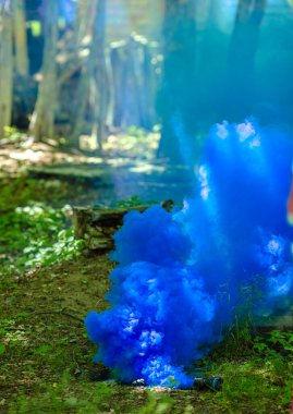 Mavi bir ormanda dumandan duman çıkıyor