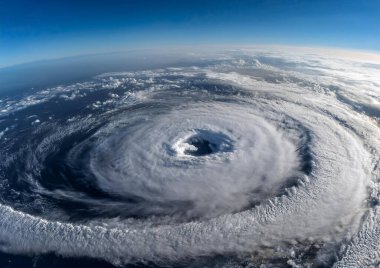 Denizin üzerindeki bir fırtına bulutunun havadan görünüşü