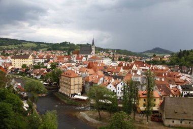 Czech cumhuriyetindeki Cesky Krumlov şehrinin manzarası