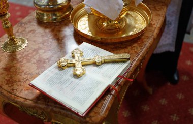 holy bible with golden cross
