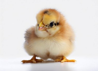 Beyaz arka planda küçük tavuk