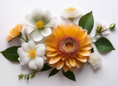 Beyaz arkaplanda beyaz kasımpatılar