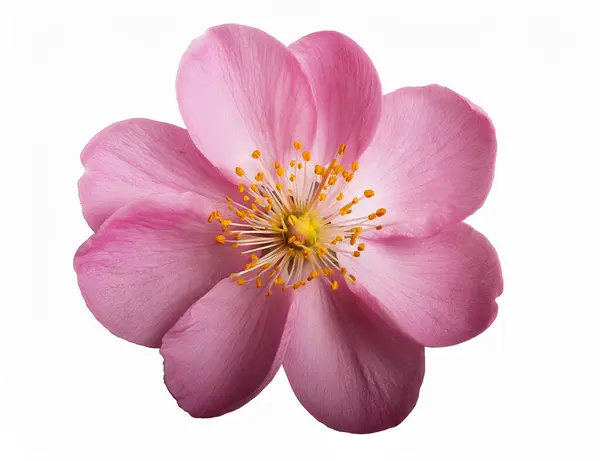 Beyaz arka planda izole edilmiş Çin kirazının pembe çiçeği