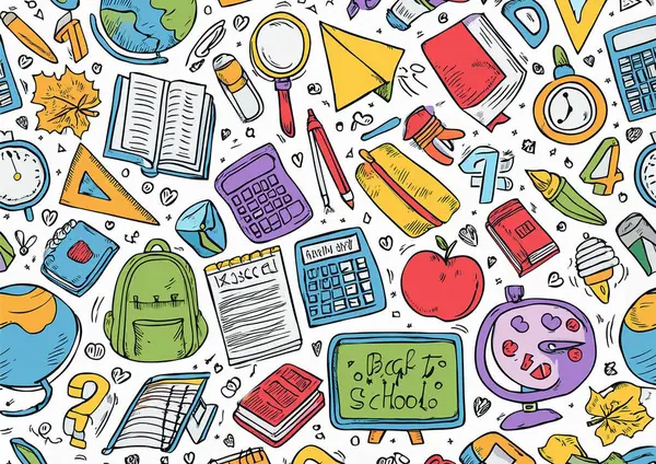 Kusursuz şablon okul arkaplanı, vektör illüstrasyonu