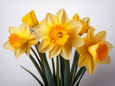 beautiful yellow narcissus on a light background.