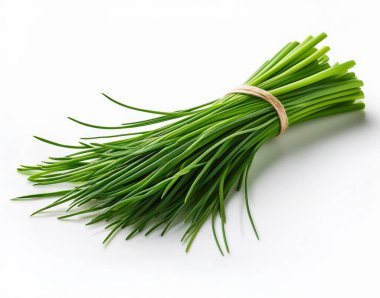 green fresh chive isolated on white background