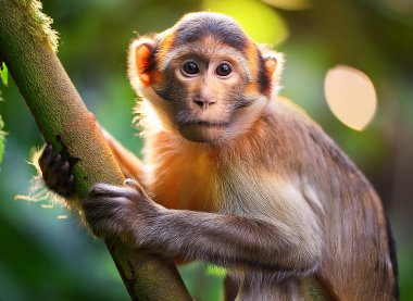 portrait of cute monkey on the tree
