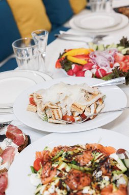 delicious food on a table in the restaurant. high quality photo
