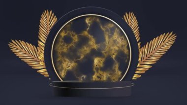 3D Pedestal Podium Golden Background