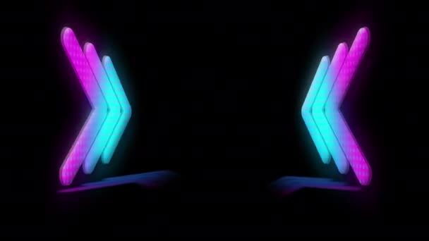 Art Motion Graphics Video Racing Neon Arrows Dark Surfaces Neon — Stock video
