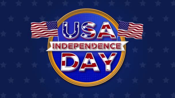 독립기념일 애니메이션 배경에 국기와 있습니다 공휴일을 상징하는 미국의 상징물들 — 비디오