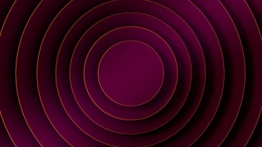 Güzellik ve moda ürünü sunumu ya da iş sunumları için gradyan morumsu renk ve altın çerçeveli modern çember arkaplanı 3d biçimlendiriyor. Broşürler, el ilanları ve dergiler için simetrik kırmızı desen