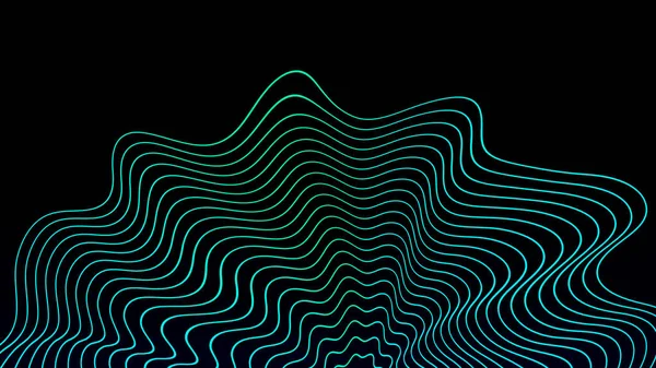 Dunkler Abstrakter Hintergrund Mit Türkisfarbenen Wellen Glänzende Bewegliche Linien Gestalterisches Stockfoto