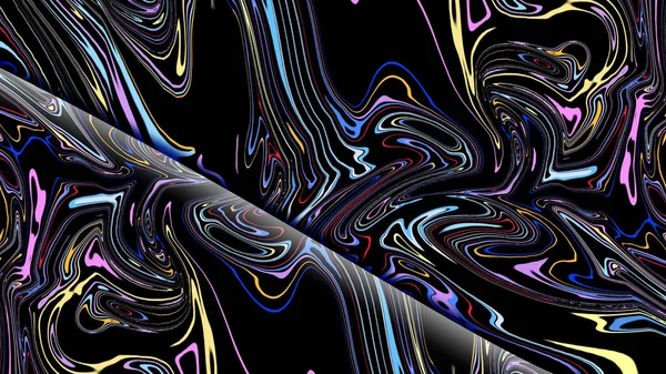 多色の輝きを持つ抽象的な空間背景 光沢のある移動線のデザイン要素 現代のグラデーション滑らかな波線 宇宙技術とインターネットの未来的な技術の概念 3Dレンダリング — ストック写真