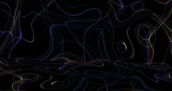 Тривимірне Відображення Просторової Хвилі Рідкого Неонового Різнокольорового Представлення Розбризкує Фон — стокове фото