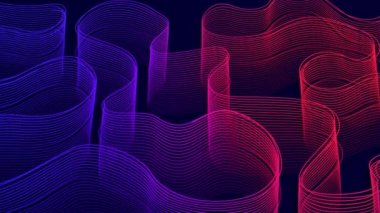 4k video neon tarzı 3d dalga çizgi animasyon arkaplanı gradyan renkte. İnternet teknolojisi veya güvenliği kavramsal.