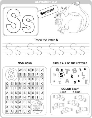 Alfabe öğrenmek için çalışma listesi. Çocuklar öğreniyor. S harfi