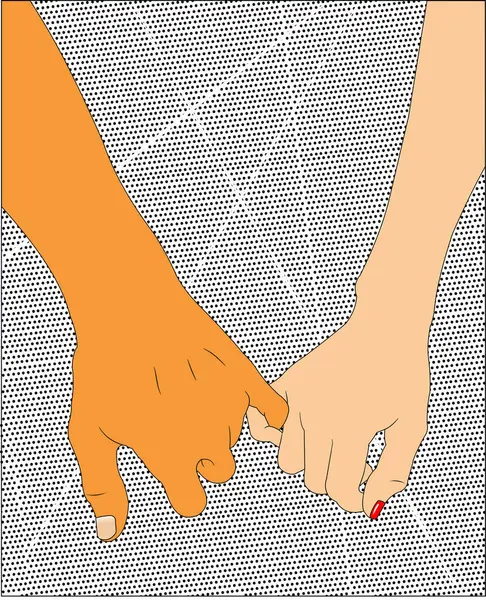 Interracial Couples Mains Forme Amour Amour Intérieur — Image vectorielle