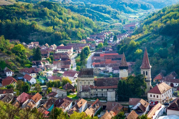 Befestigte Mittelalterliche Sächsische Evangelische Kirche Dorf Seica Mica Kleinschelken Siebenbürgen — Stockfoto