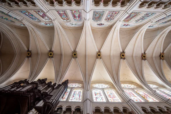 Chartres Katedral Landmärke Frankrike Gotisk Arkitektur Interiör Syn Valvet — Stockfoto