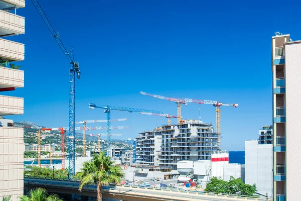 Monaco Monte Carlo Cityscape Construction Cranes New Buildings Construction — Stock Photo, Image