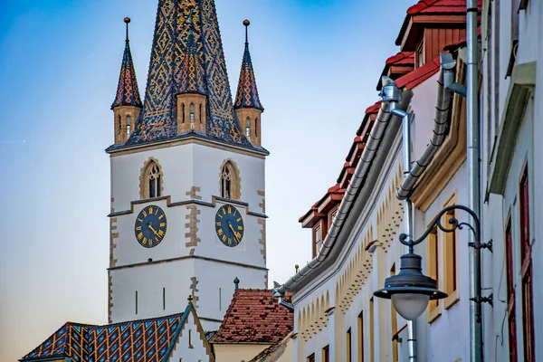 Sibiu Transilvania Rumania Catedral Luterana Gótica Del Siglo Xiv Fotos de stock libres de derechos