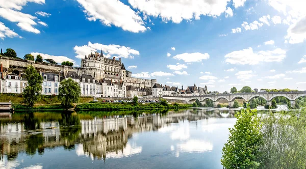 Amboise Loire Valley Francji Panorama Miasta Rzeki Mostu Obraz Stockowy